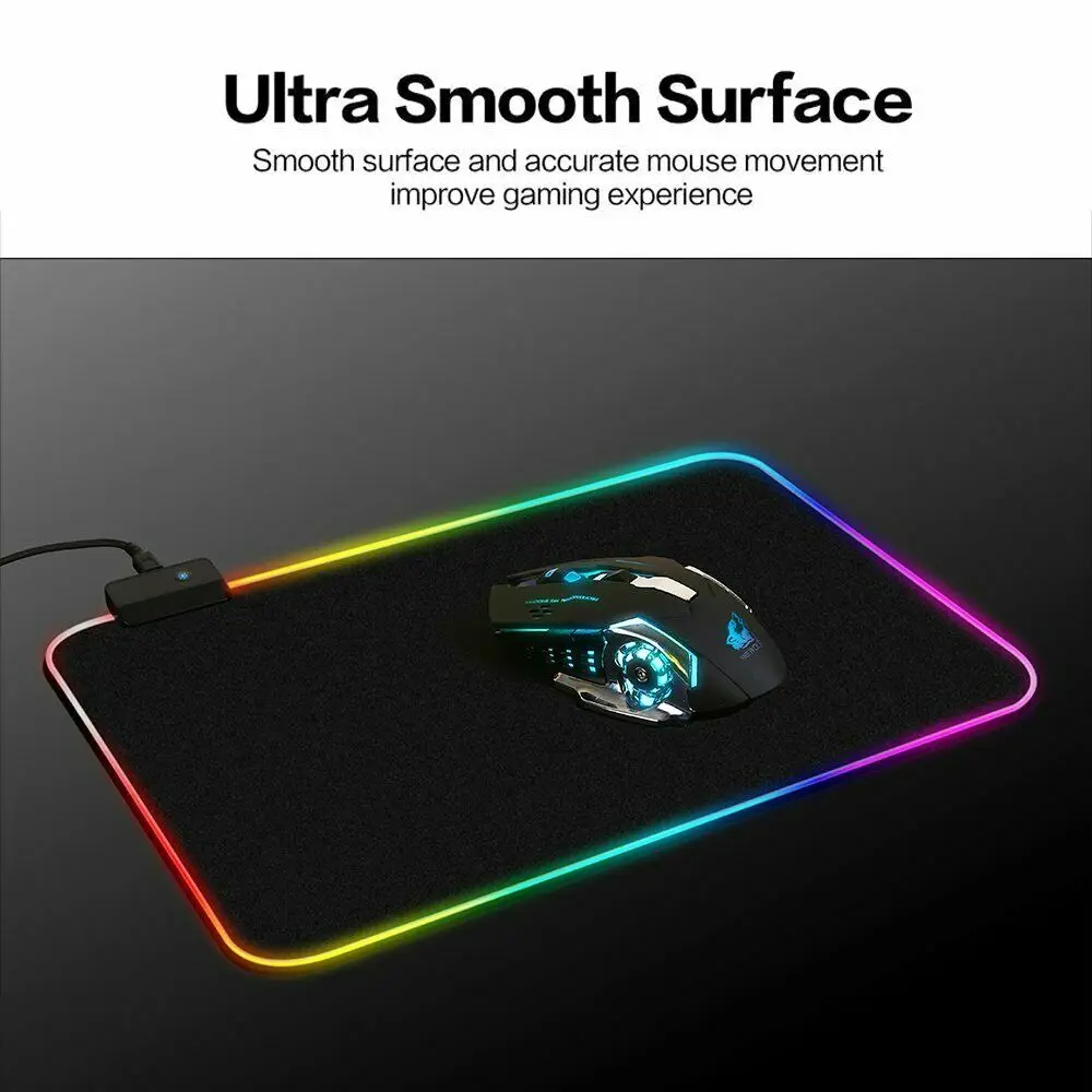 USB проводной цветной светодиодный RGB игровой коврик для мыши, противоскользящий мягкий резиновый коврик для рабочего стола для геймера, ноутбука, компьютера, мыши, коврик для мыши