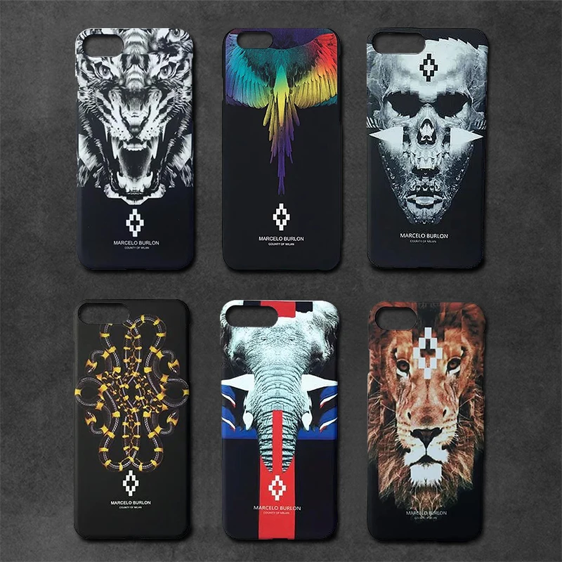 Чехол с изображением животных для iPhone 7 8 Plus Marcelo Burlon чехол s Tiger Жесткий ПК эффектом