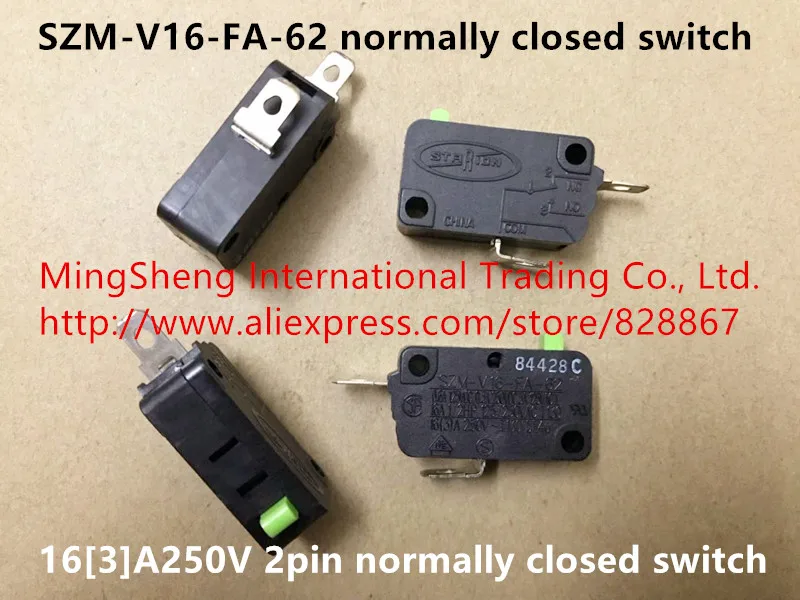 Оригинальный Новый переключатель 100% 2pin 16[3]A250V SZM-V16-FA-62 нормально закрытый |