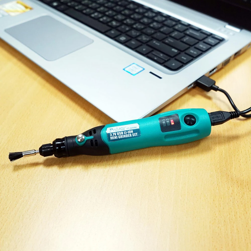 Pro'sKit PT-5205U 3,7 в usb зарядка электрическая шлифовальная машина Набор Мини электрическая дрель шуруповерт гравер для шлифовки фрезерования полировки