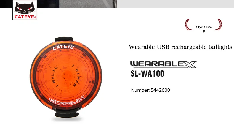 CATEYE велосипедный USB Перезаряжаемый задний светильник, пригодный для носки, велосипедный безопасный задний светильник, подседельный штырь, водонепроницаемый предупреждающий фонарь, пригодный для носки X SL-WA100