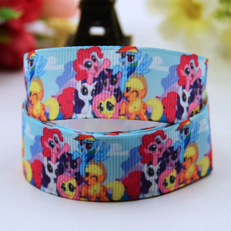 X 00634 7/"(22 мм) вечерние атласные ленты с принтом из мультфильма «Мой маленький пони» для украшения своими руками, швейные принадлежности OEM 10 ярдов - Цвет: X 00634