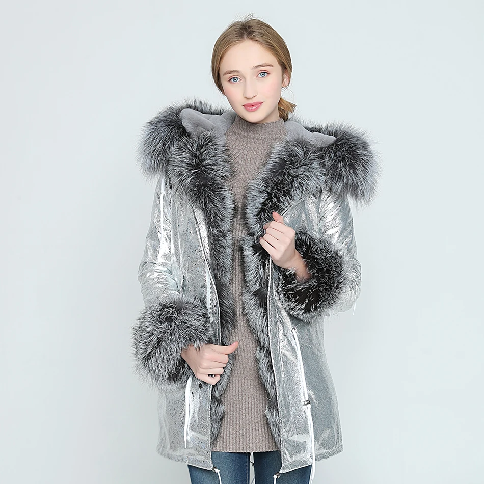 OFTBUY парка, зимняя куртка, женское меховое пальто, Воротник из натурального Лисьего меха, толстые теплые длинные парки, Большая Меховая парка, верхняя одежда, Новинка