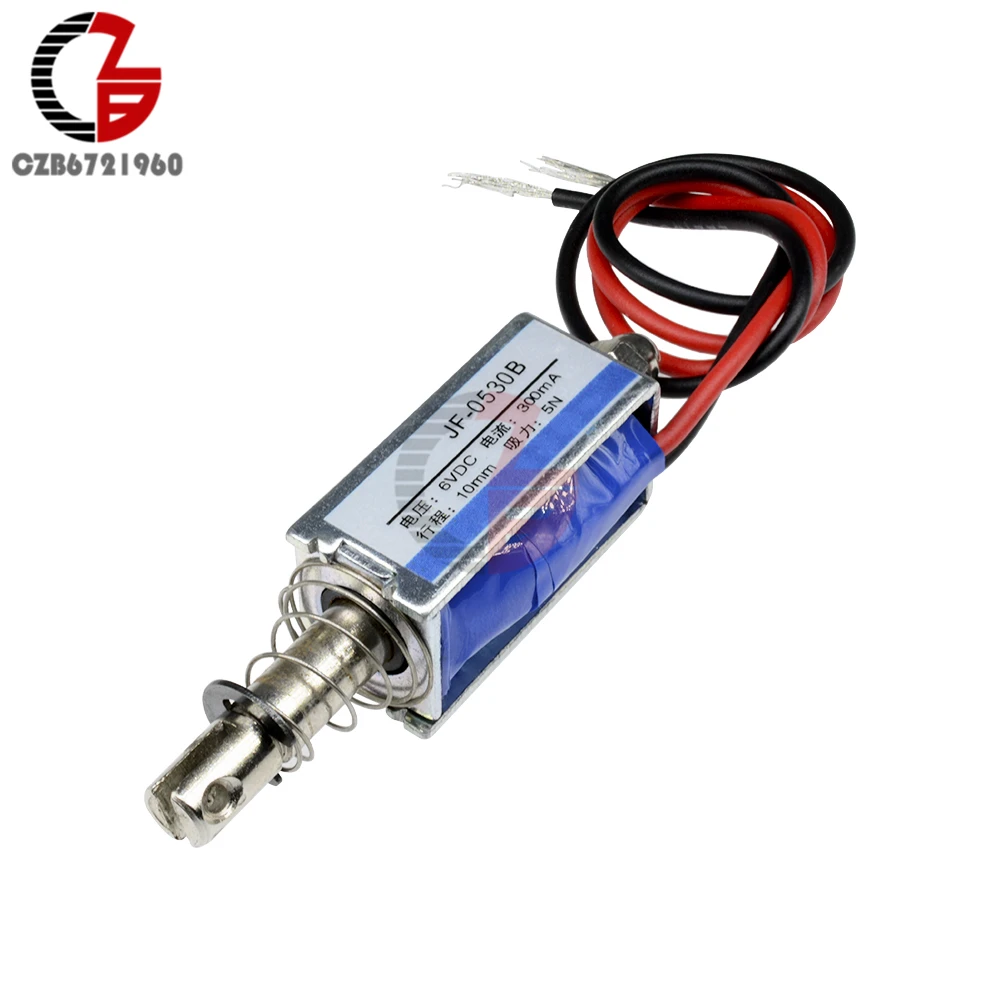 

JF-0530B Push and Pull Type Linear Solenoid Electromagnet Open Frame Keepping Force DC 6V 12V 24V 5N Travel 10mm Reed Switch