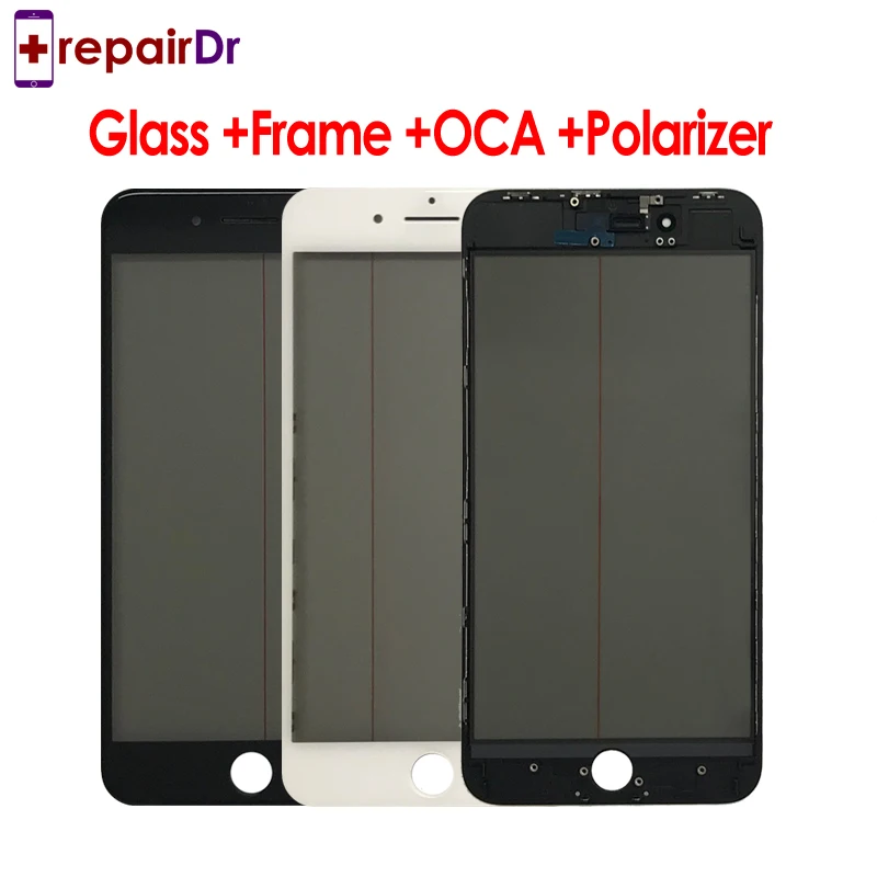 1:1 холодный пресс 4 в 1 передняя панель экрана для iPhone 6 6s 6plus 5S 6s plus стеклянные линзы с рамкой+ ОСА+ поляризованные 5 шт./лот