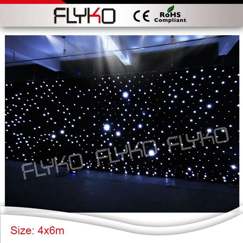 

Мерцающая светодиодная занавеска 4 м на 6 М звездный фон белые светодиоды черная звезда занавеска