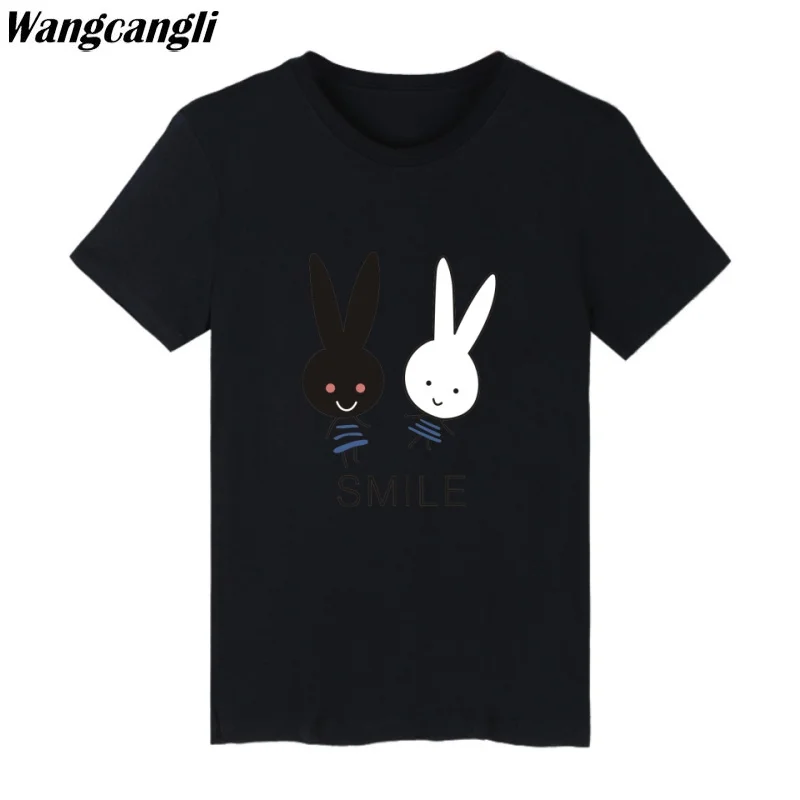 SMILE Rabbit T-shirt women Tops short sleeve Anime Kawaii T shirt women casual cotton Tshirt T shirts women clothes 2019 new