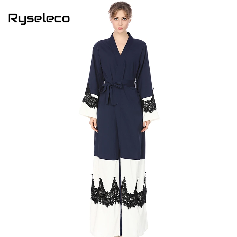 Ryseleco/Новинка кружевное лоскутное длинное женское Платье макси с запахом со