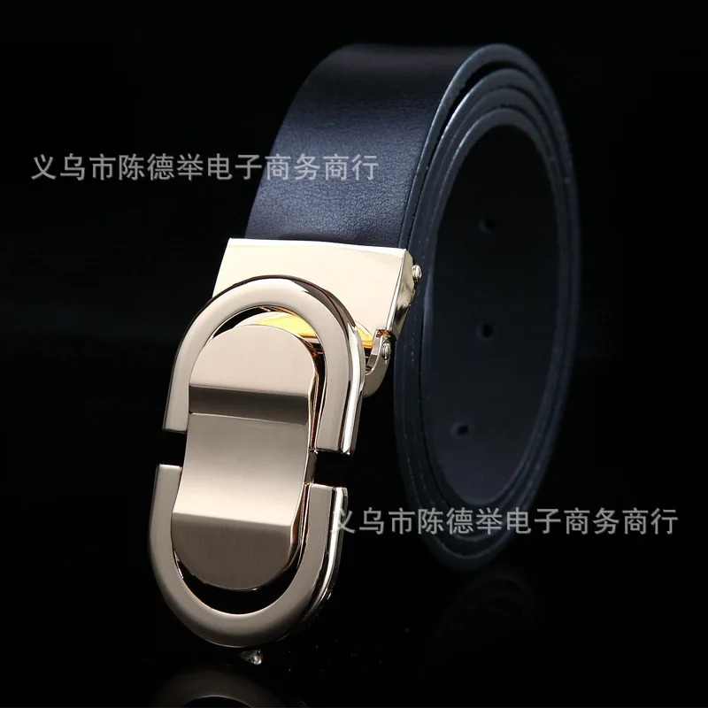 Мужские солнцезащитные очки Genuino Correa Masculina De La Correa De Lujo Para Hombres Moda De Nueva vendicia Smooth Cowskin - Цвет: Black  Gold Buckle