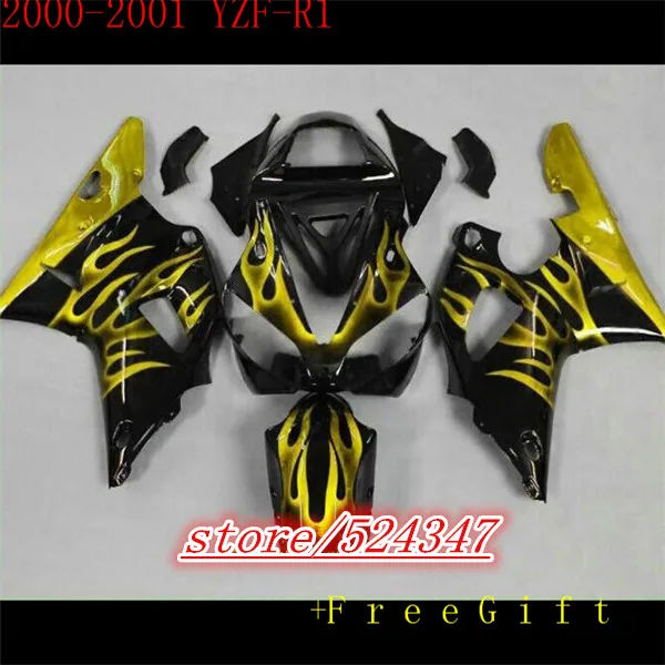 

Nn-Nn-Motorcycle yellow flame bodywork for YZFR1 2000 2001 fairings YZF R1 YZF1000 body parts YZF 1000 00 01 aftermarket