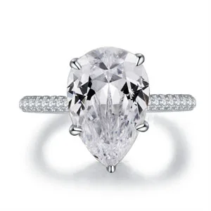 Soltiare ring COLORFISH 5ct набор обручальных колец с грушей, роскошные ювелирные изделия для женщин, свадебное кольцо из стерлингового серебра 925 пробы, соответствующие 2 мм, браслет вечности - Цвет основного камня: Soltiare ring