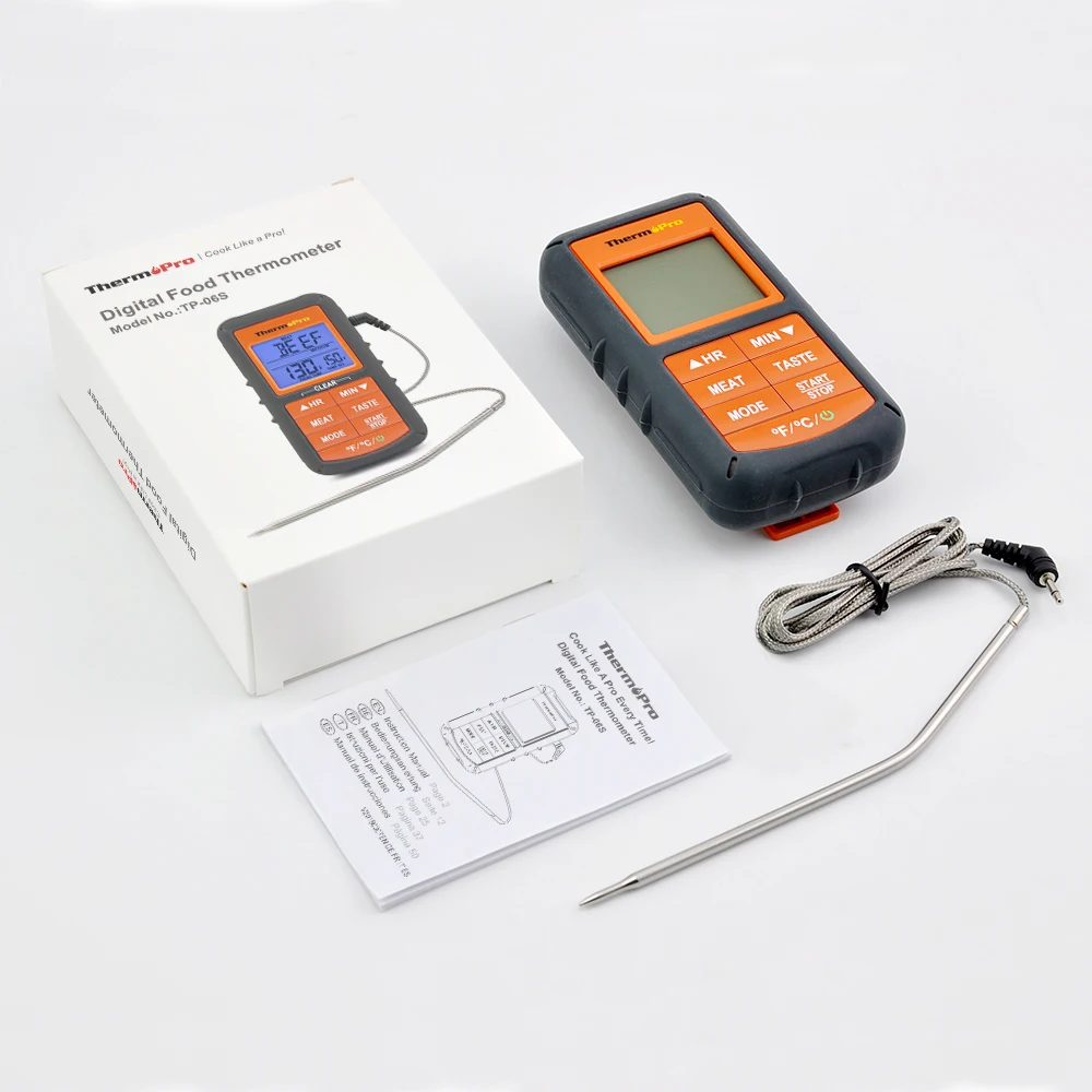ThermoPro TP06 Цифровой зонд Еда мясо Пособия по кулинарии термометр с таймером для