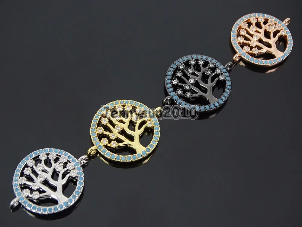 

ЦИРКОНИЕВЫЕ драгоценные камни паве Древо жизни браслет соединительные шармы бусины серебряный Gunmatel 15x20 мм 10 шт./упак.