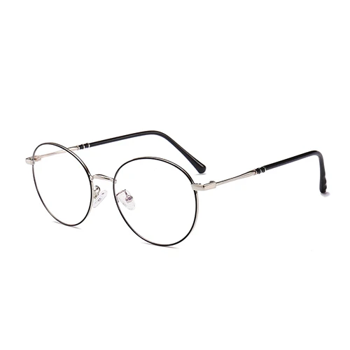 C05BlackSilver Модные ретро очки анти-синий светильник для мужчин и женщин очки для чтения прозрачные линзы винтажные очки оправа круглые очки Gafas PL1106 - Цвет оправы: C05BlackSilver
