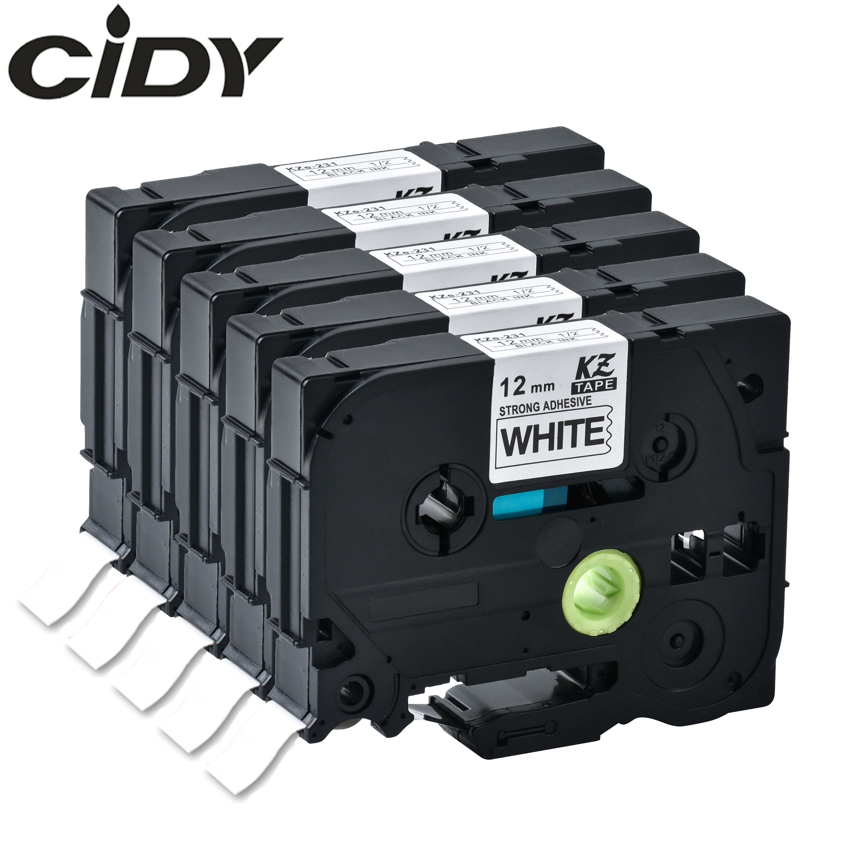 Cidy 5 шт. черно белая прочная клейкая лента 12 мм tze S231 стандартная совместимая с brother