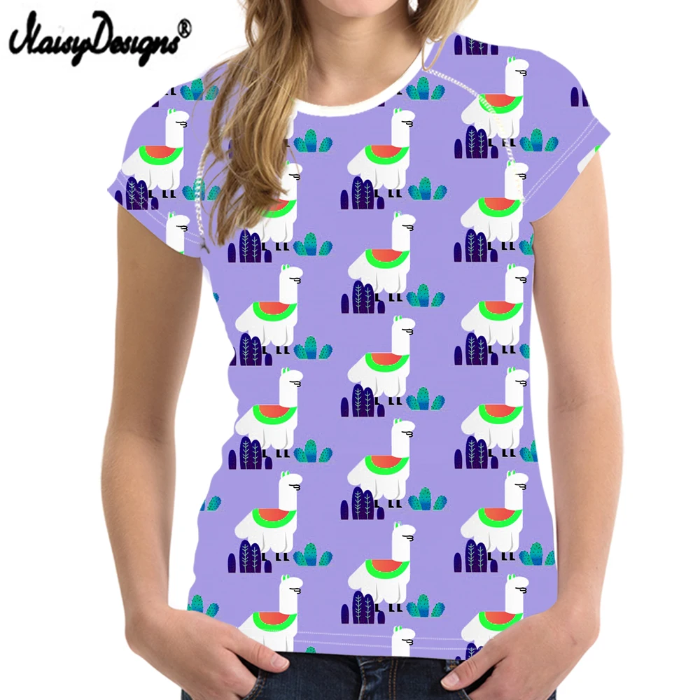 NoisyDesigns Love рисунок Альпака Florla женская футболка Повседневная с круглым вырезом и