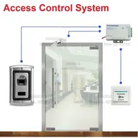 Fingerprint Door Access Control System for Frameless Glass Door Electric Strike Lock +Power Supply+Switch