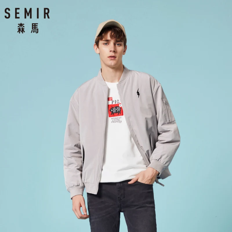 SEMIR мужская бейсбольная куртка на молнии куртка-бомбер с флисовой подкладкой