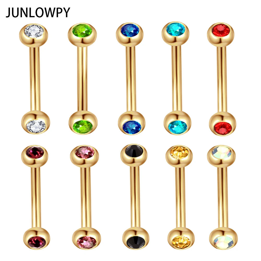 Кольца для бровей JUNLOWPY с двойным драгоценным камнем 16 г ювелирные изделия тела