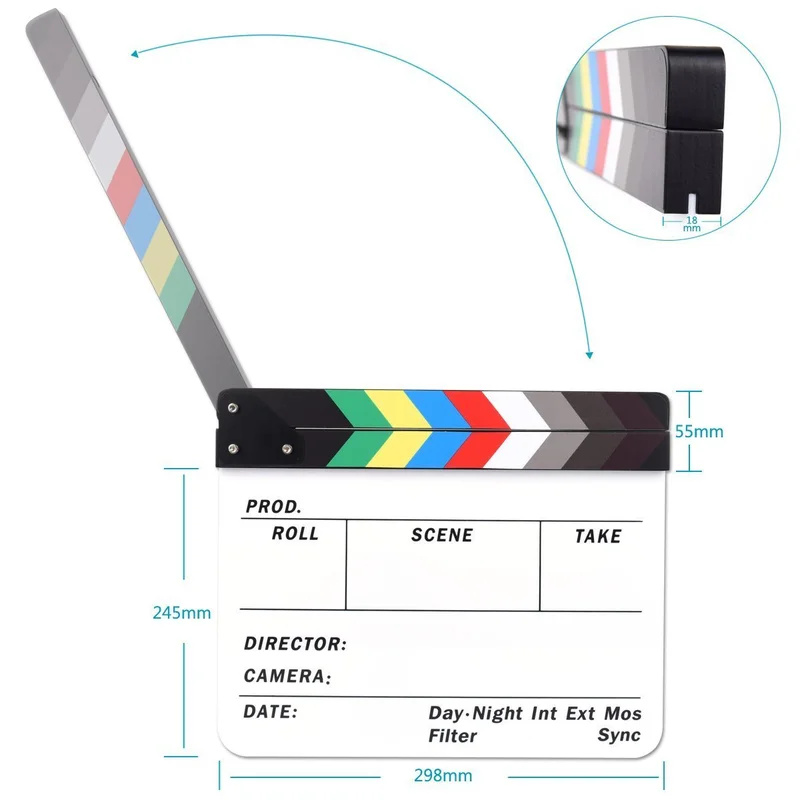 Professional Studio Camera Photography Video Acrylic Dry Erase Director Film Clapboard Clapperboard (9.85x11.8 inch) | Электроника