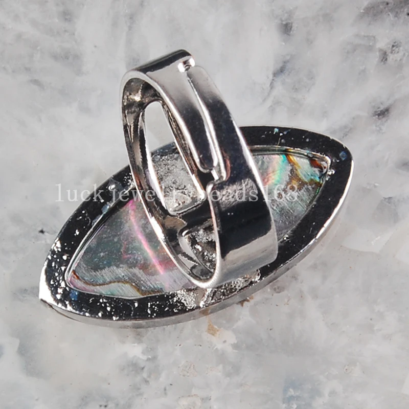 Free Shipping Fashion Jewelry 15x30mm Beautiful New Zealand Ablone Shell Art Ring C3729 | Украшения и аксессуары