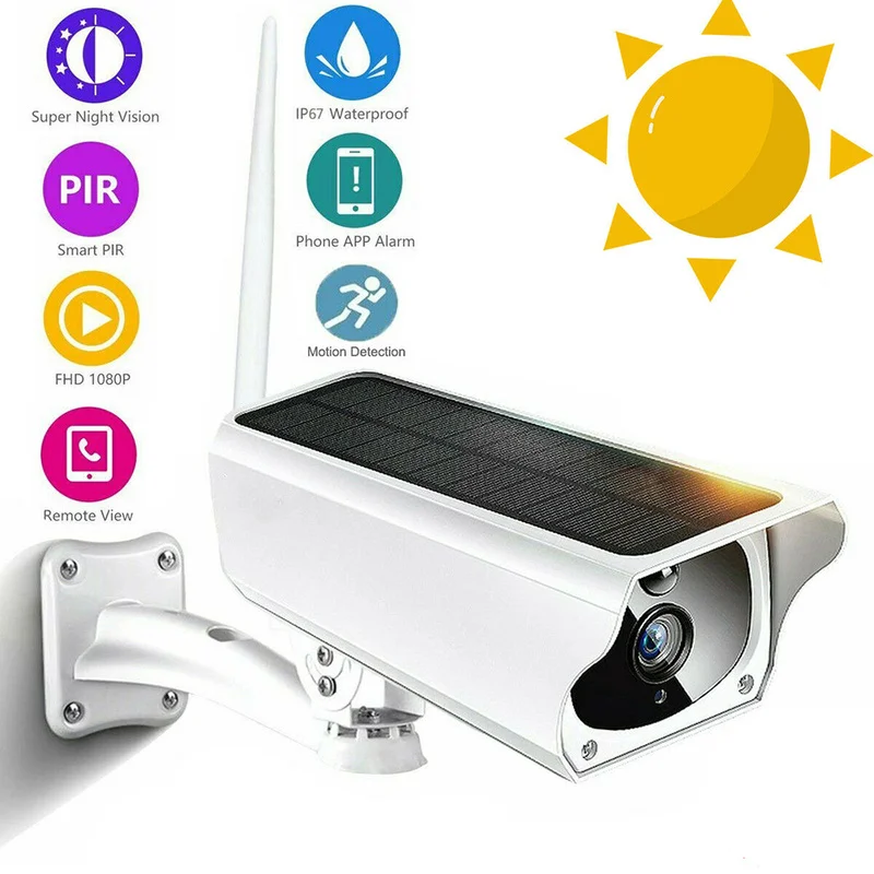 Ip-камера на солнечной батарейке 1080P 2 МП беспроводная Wi-Fi водонепроницаемая