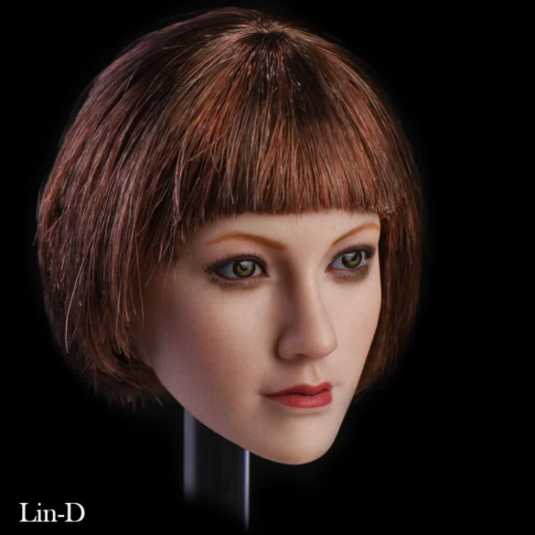 1:6 женская голова Резная Голова Lin с коричневыми глазами Короткие/длинные волосы