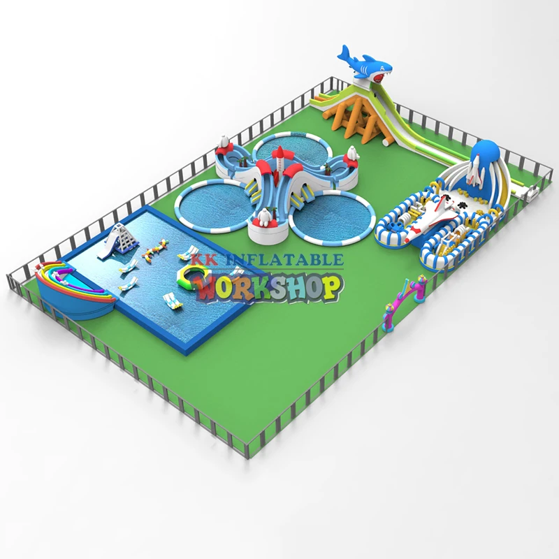 Goede Opblaasbare Droge Speeltuin Land Water Park, Opblaasbare Zwembad Met Glijbaan, Water Games, Opblaasbare Aqua Pretpark