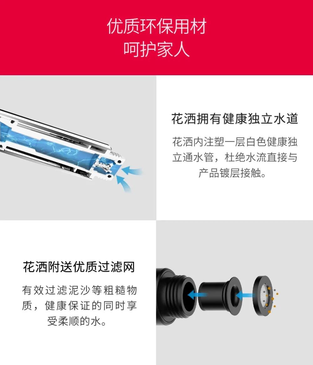 Xiaomi Dabai ручная насадка для душа, набор подъемных стержней 3 в 1, 360 градусов, 120 мм, 53 отверстия для воды с ПВХ, мощный массажный Душ