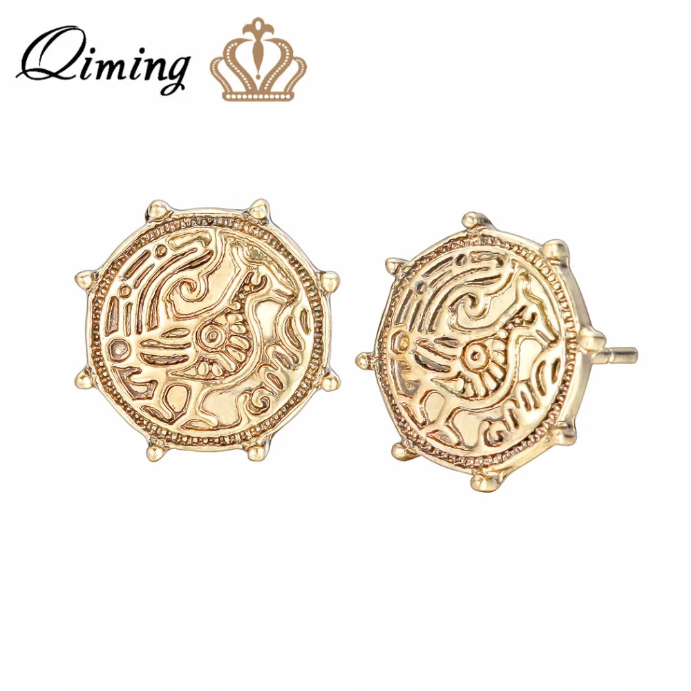 QIMING Valknut Magpie серьги в виде птиц для женщин золотые ювелирные аксессуары дамские