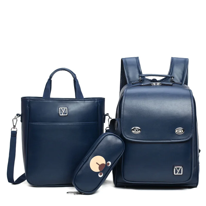 Navy Blue Geniune японский рюкзак рандосеру кожаный рюкзак для мальчиков девочек начальной школы высокого качества детские школьные сумки корейский стиль рюкзаки - Цвет: Navy Blue