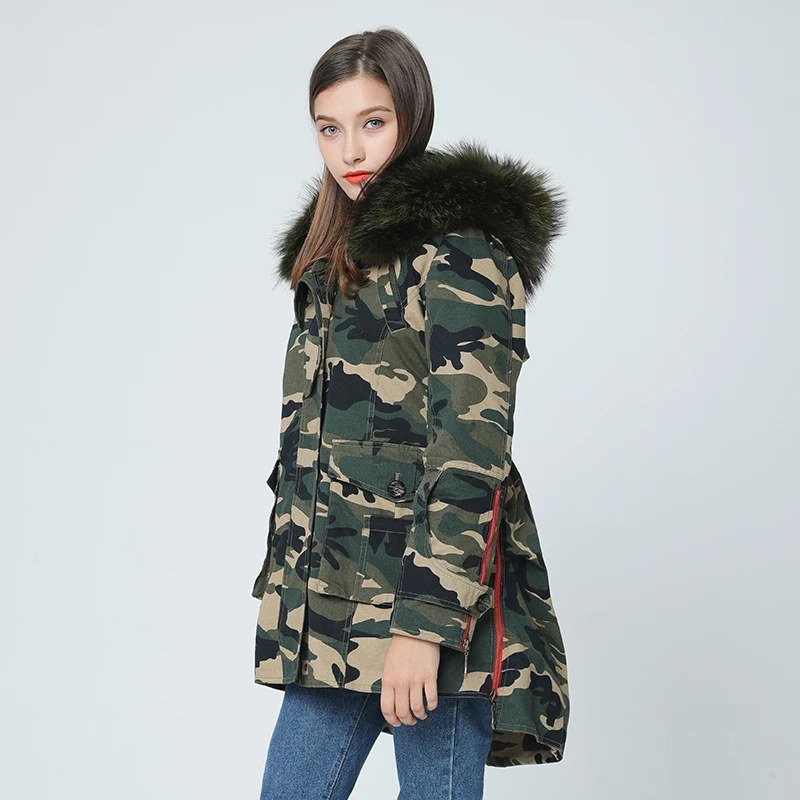 OFTBUY 2019 зимняя куртка пальто женская верхняя одежда 100 натуральный мех енота