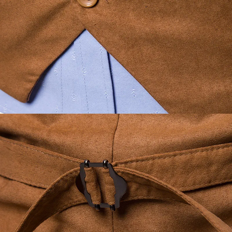 

Mens Formal Microsuede 6 Button Solid Vests For Male Slim Fit Mans Suit Sleeveless Vest Casual Waistcoat for Suit or Tuxedo