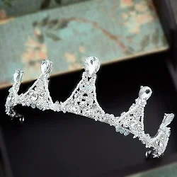 Барокко свадебное с кристаллами тиара, Корона Принцесса Королева Pageant Пром горный хрусталь Тиара Свадебный ободок аксессуары для волос - Цвет: same as photos