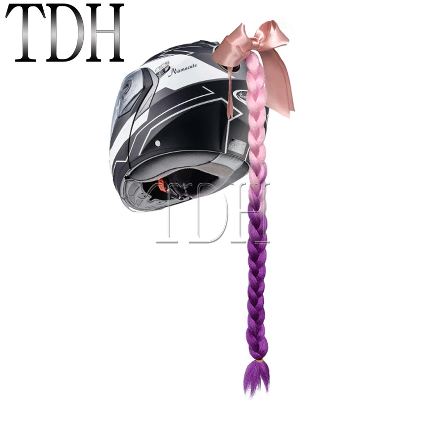 Цветные косички для мотоциклетных шлемов с хвостиком Хвоста Декорация перьев волосы Поворот косы Женщины Punk Стиль.