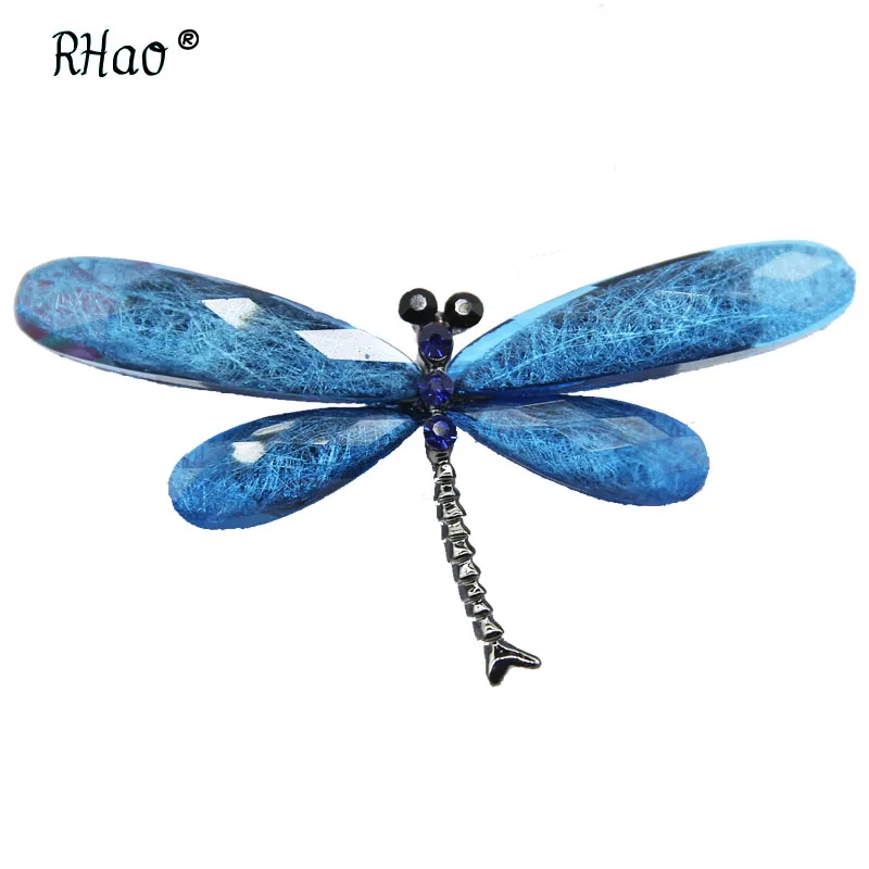 

RHao colorful resin Crystal dragonfly brooches for women vintage acrylic insect brooch pins Scarf buckle winter coat jewelry pin