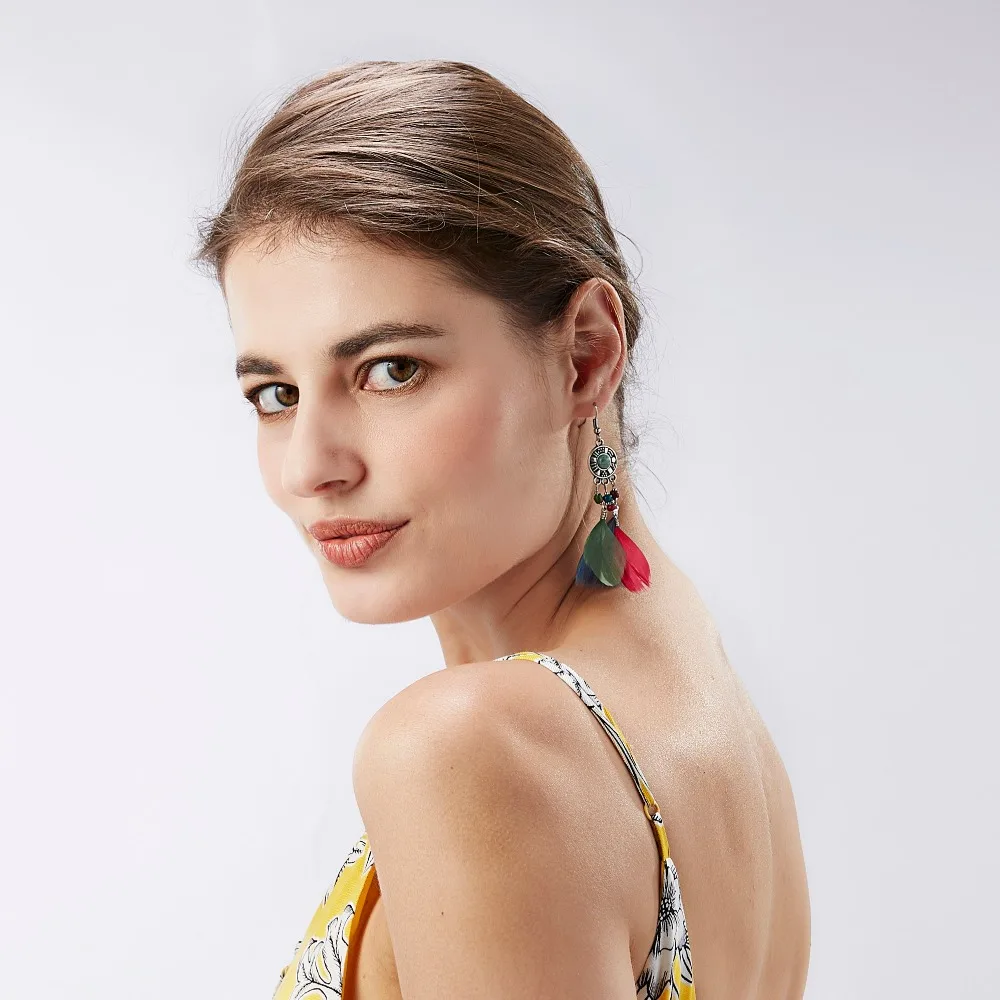 Rinhoo Bohemian Ethnic Long Statement Colorful Tassel Drop Earrings Boho Beads Fringe Earrings Women Fashion Dangle Earring