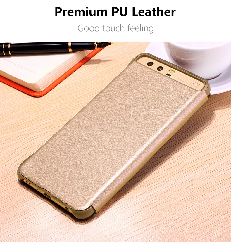 Чехол для Huawei P10 Plus чехол роскошный кожаный жесткий пластиковый смарт-вид Окно флип чехол для телефона для Huawei P10 Plus защитный чехол