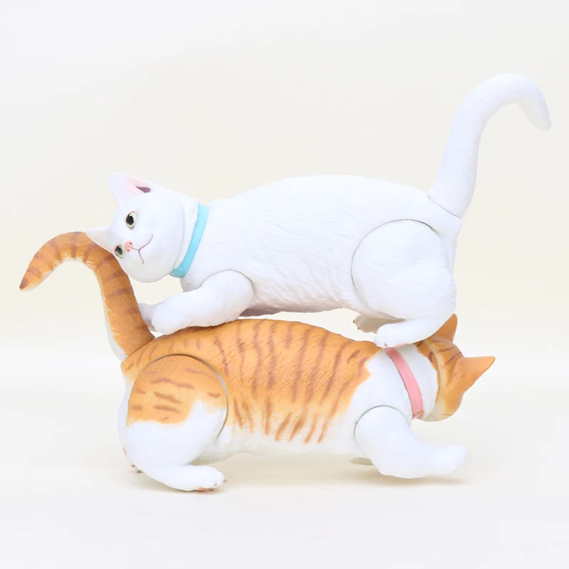 Фигурка кошки из аниме 10 см белая кошка фигурки животных масштаб 1/10 симпатичные