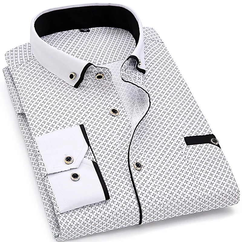 Мужские модельные туфли Slim Fit Стиль модный принт повседневная мужская рубашка с