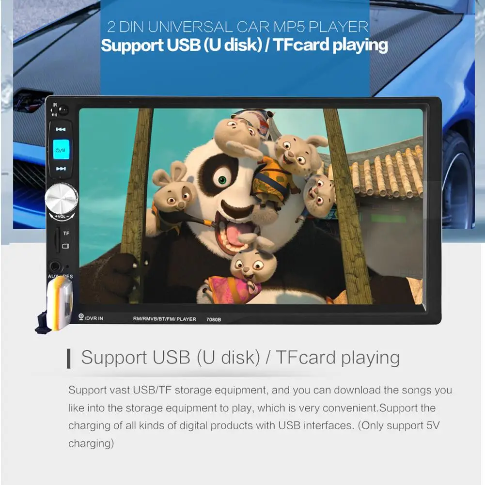 7 Inches Double DIN Bluetooth Car MP5 Player Without Camera Support Hands-free Calls And Across Two Cellphones Auto Accessories |