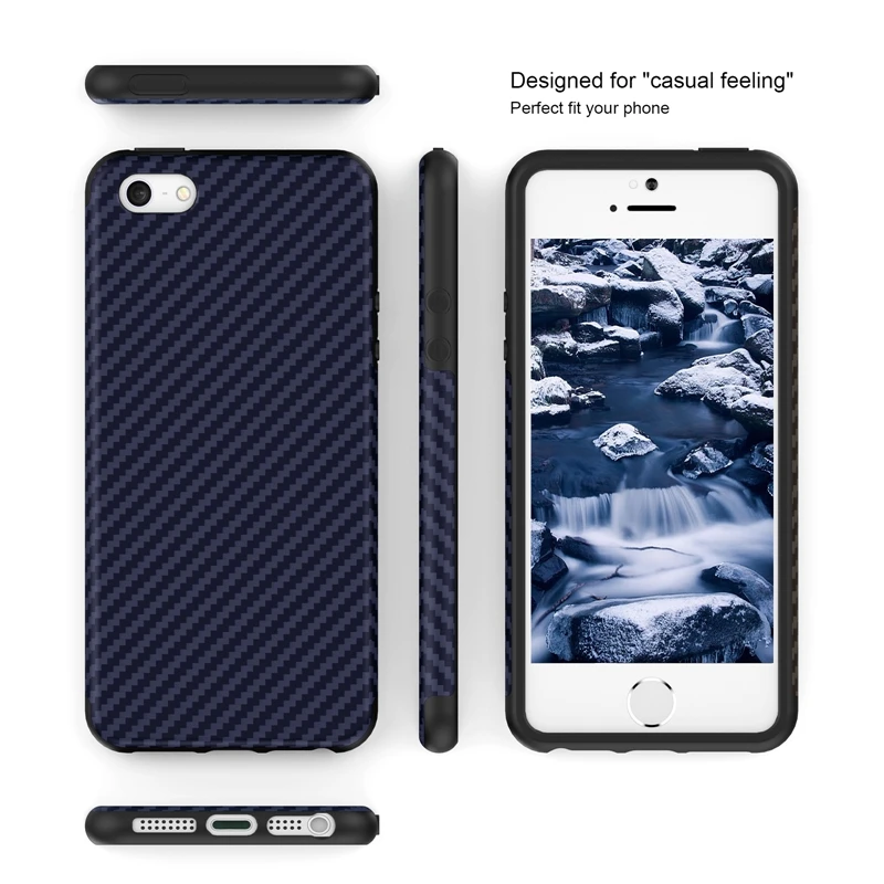 Роскошный элегантный высококачественный карбоновый мягкий чехол для iPhone 5 5S SE