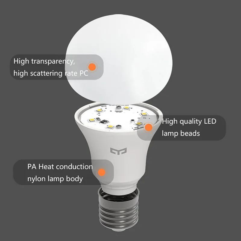 Оригинальный Xiaomi Yeelight светодиодные лампы 7 W 6500 K холодный белый E27 220 V Lightfor