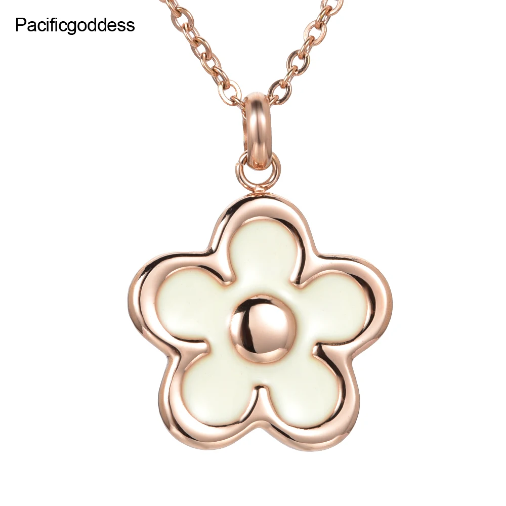 

flower stainless steel pendant necklaces