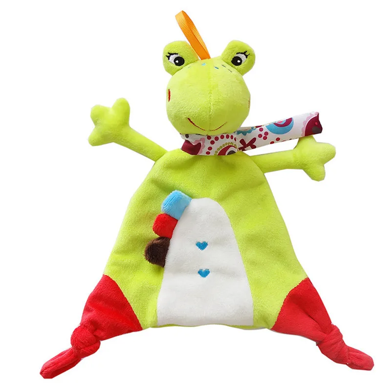 frog Милая плюшевая игрушка для младенцев, комфортное полотенце для новорожденных, Прорезыватель для зубов, мягкая классическая игрушка, спокойная игрушка для младенцев, погремушки для мобильных телефонов - Цвет: frog