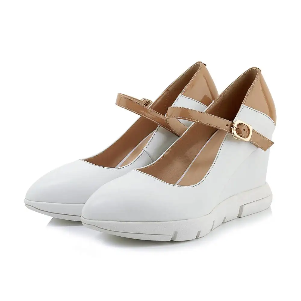 Повседневная одежда Разноцветные туфли из коровьей кожи на танкетке и высоком