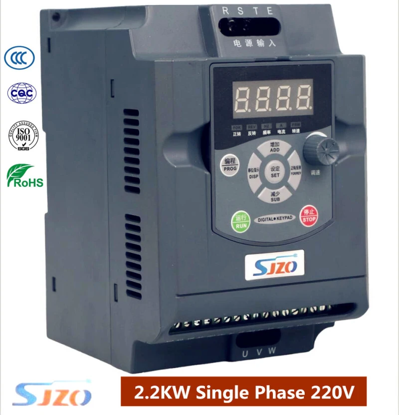 

SJZO ZQ100M Series Variable Frequency Drive Motor Governor Single 1 Phase 220V 2.2KW Input Adjusting Speed Frequency Inverter