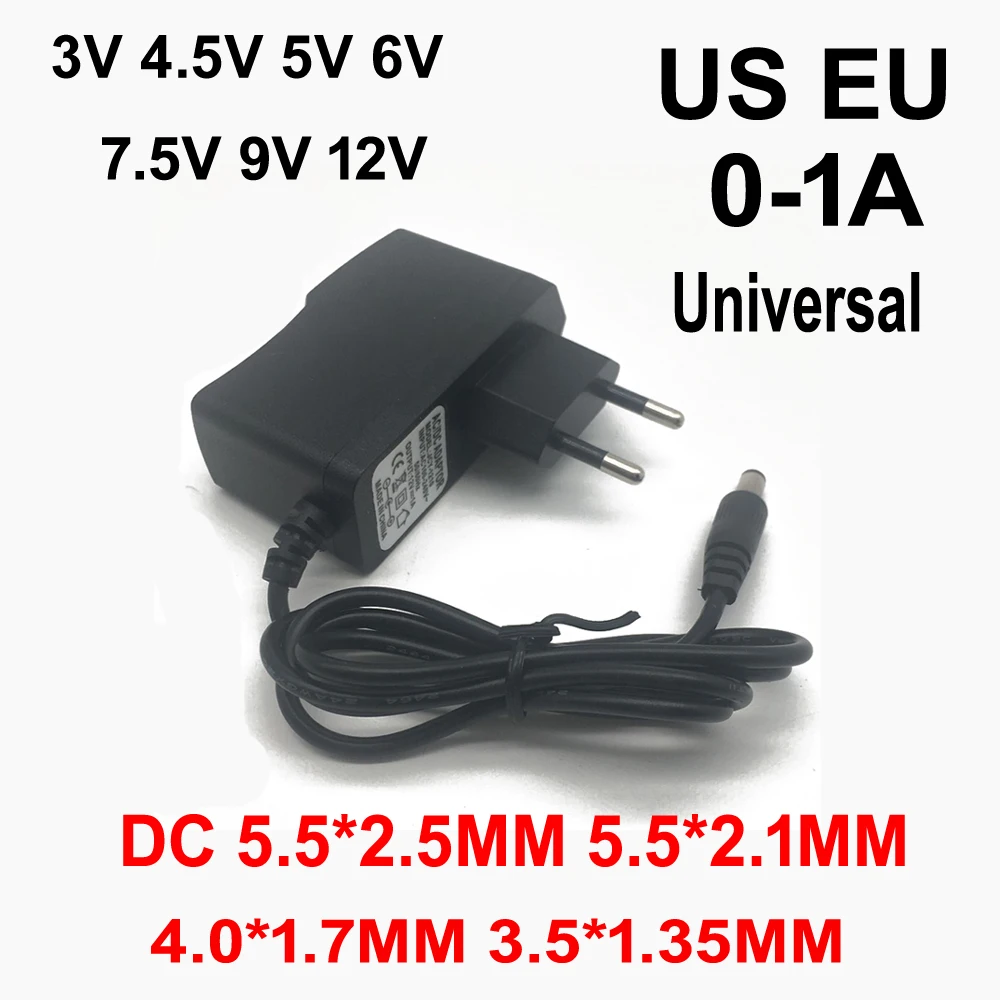 AC 110 240V DC 3V 4 5 V 5V 6V 7 9V 12 для 1A Светодиодная лента Универсальный адаптер Вольт 1 A AC/DC