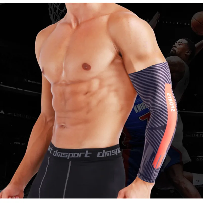 Силиконовые Нескользящие спортивные рукав Для мужчин Armguard Фитнес Длинные повязки налокотники Открытый УФ солнцезащитный крем рука защиты теплее