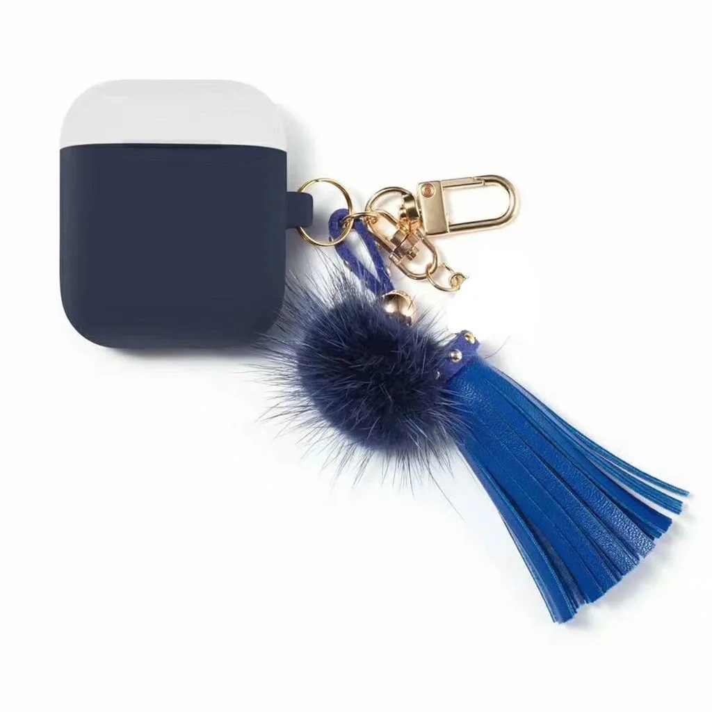 Милый силиконовый чехол с помпоном bluetooth-гарнитура для беспроводных Airpods 2